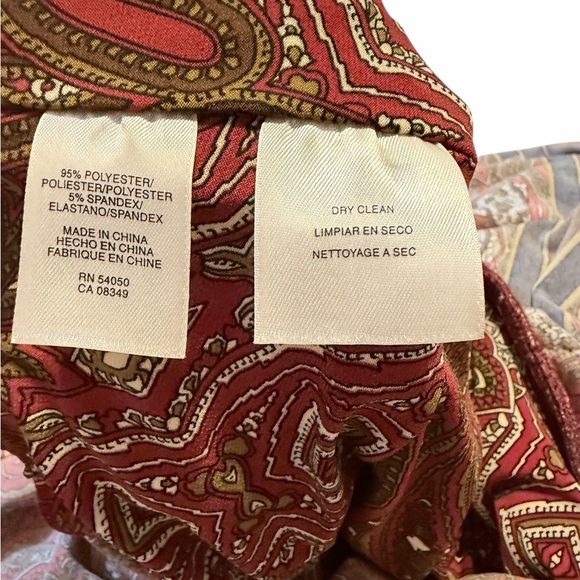 💙Anne Klein Red and Brown Paisley Dress - Picture 6 of 7